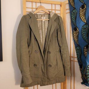 Roxy - Cute & cozy green hooded jacket, S; used, excellent cond.